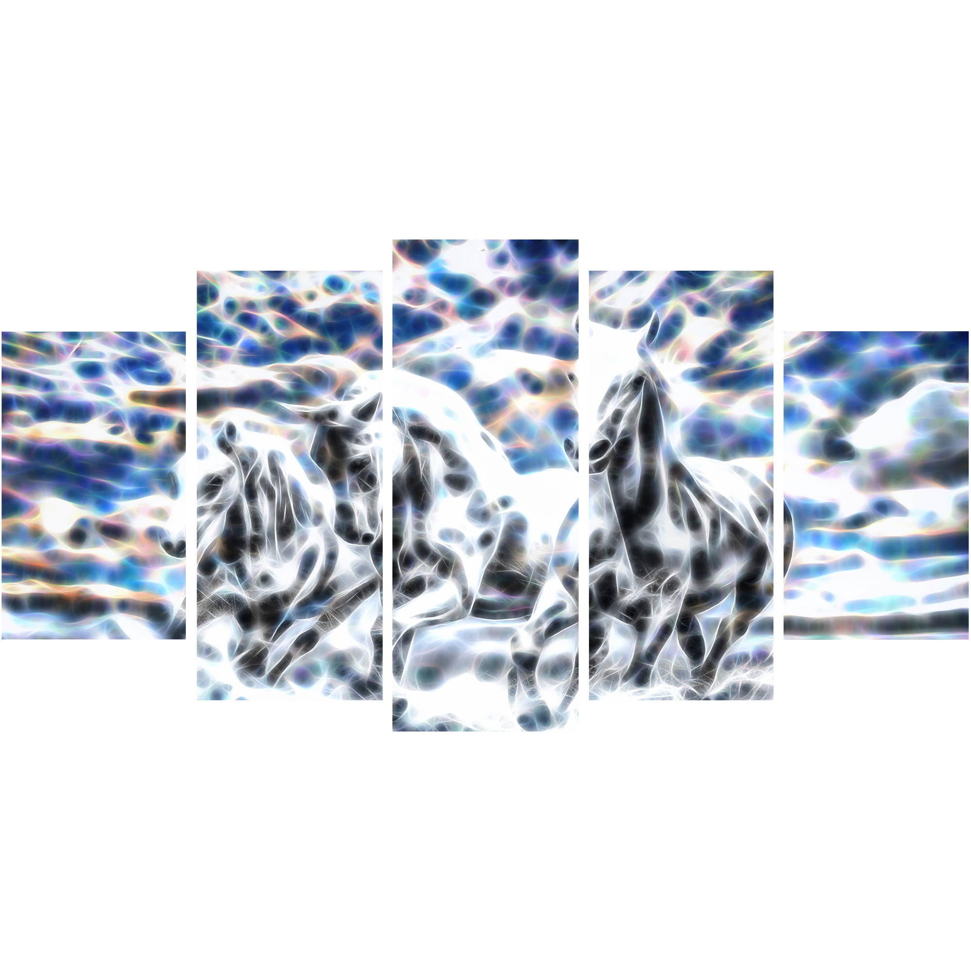 Design Art Galloping Horses, Art on Canvas, 5 Panels, 60" x 32"