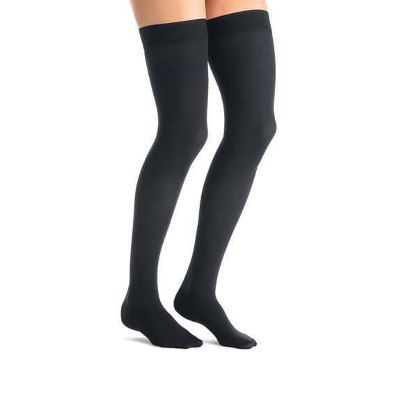 JOBST Opaque Compression Stockings, 20-30 mmHg, Thigh High, Silicone Dot Band, Closed Toe, Anthracite, X-Large