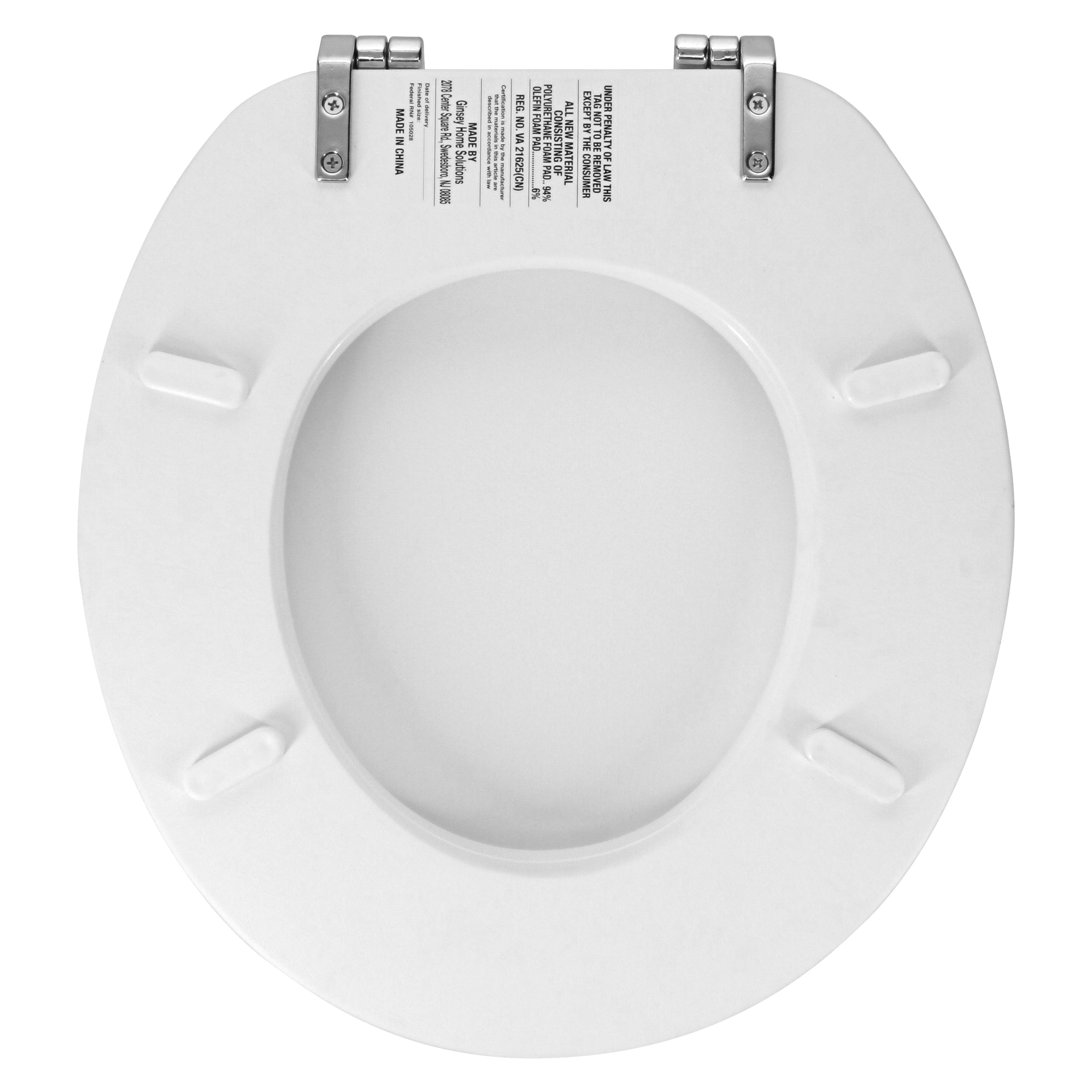 Mainstays Round Memory Foam Toilet Seat with Chrome Hinges, White