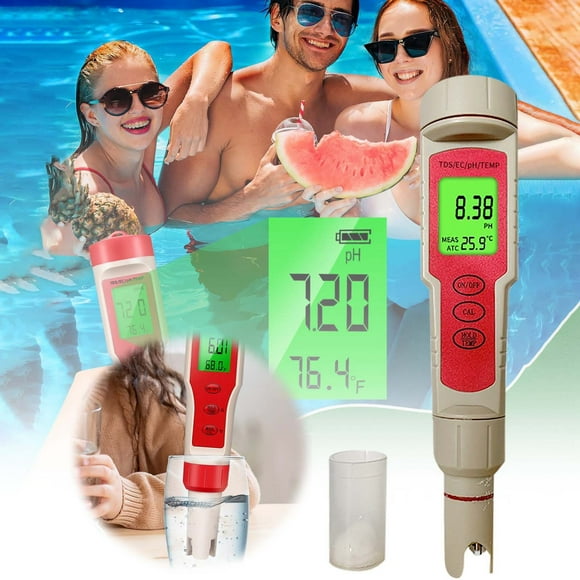 Riforla Portable 4 in 1 PH Meter and TDS Water Quality Tester Functional Water Quality Testing Pen Red
