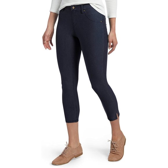 HUE U18756 Legging Capri en Denim Essentiel à Fente à la Cheville Lavage Indigo Profond ( TP )