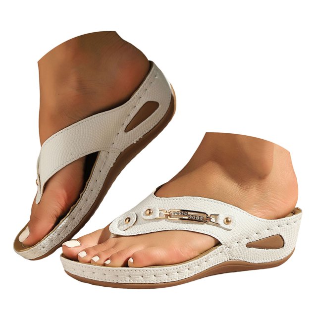 Dakaela Orthopedic Wedge Sandals for Women Open Toe Platform Casual Flip Flops Arch Support Slippers