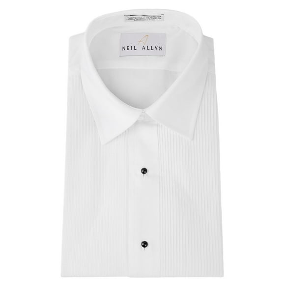 Neil Allyn Tuxedo Shirt - Laydown Collar 1/8 Inch Pleat Laydown Collar (XL: 17-36/37, White)