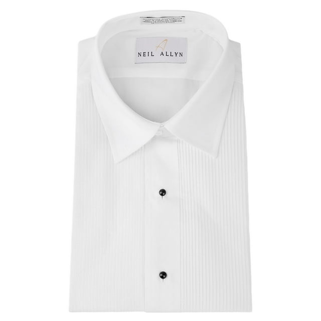 Neil Allyn Tuxedo Shirt - Laydown Collar 1/8 Inch Pleat Laydown Collar (XL: 17-36/37, White)