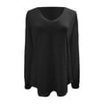 thumbnail image 5 of Fiaer,Long Sleeve V Neck Tshirts for Women,Womens Plus Size Loose Fit Casual T Shirts,Women's Trendy Going out Basic Tops Black S, 5 of 6
