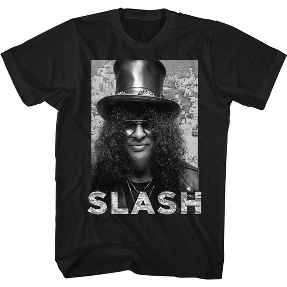 Slash Guns N Roses Portrait Name Black Adult T-Shirt