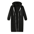 thumbnail image 4 of YDDIAN Women's Zip Up Hoodies Oversized Fleece Long Tunic Sweatshirts Casual Long Sleeve 2025 Fall Hoodie Jacket Coat Black S, 4 of 4