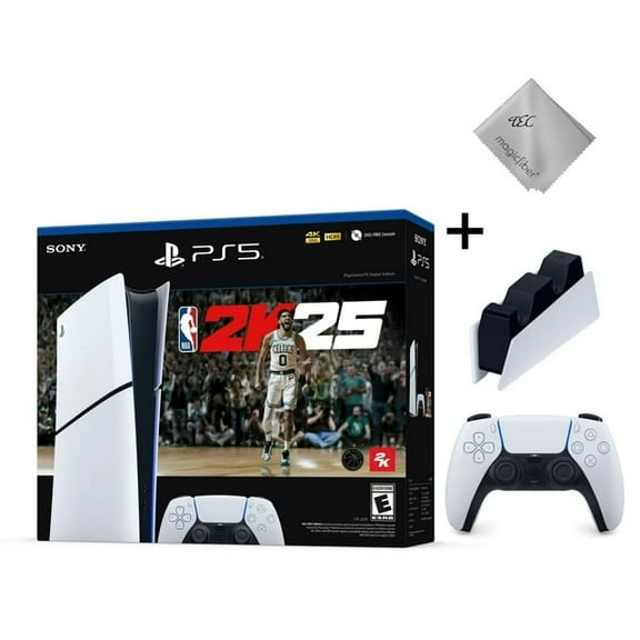 New TEC PlayStation_5 Slim Digital Edition Console - NBA 2K25 Bundle with Extra DualSense Controller & Charging Station | 1TB SSD, 4K UHD, 120Hz, HDR