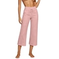 thumbnail image 6 of Cotton Linen Capri Pants for Women - Wide Leg Loose Casual Trousers with Pockets Summer High Waisted Drawstring Pants Pink 2XL, 6 of 6