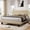 Beige, variant on Honfach Full Size Bed Frame, Upholstered Platform Bed with Velvet Headboard, Wide Bed Legs and Strong Wood Slats Support,Dark Grey