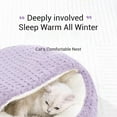 thumbnail image 3 of Hooded Semi Enclosed Shell Shaped Pet Nest, Plush Cat Bed Hooded, Plush Cat Bed, Cozy Warming Anti-Slip Small Dog Bed for Puppy and Kitten, Calming Sleeping, Machine Washable (Coffee, Large), 3 of 10