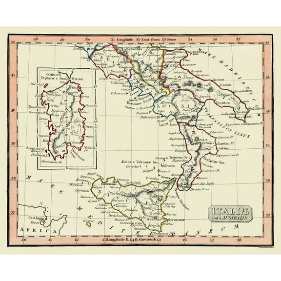 Historic Map - Italy South Ancient - Fenner 1830 - Vintage Wall Art
