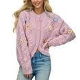 thumbnail image 4 of Cardigan Sweaters for Women Flower Embroidery Long Sleeve Button Knitted Sweater Coat Jacket Womens Cardigan Sweaters, 4 of 8