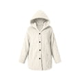 thumbnail image 6 of Zedker Women Hooded Button Up Fleece Jacket Long Sleeve Fuzzy Coat Loose Warm Outerwear with Pockets White Jackets for Women, 6 of 6