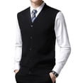 thumbnail image 4 of Hanerdun Mens Sleeveless Cardigan Male Button-Down Sweater Vests Black S, 4 of 5