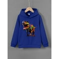 thumbnail image 3 of Cool Colorful Dinosaur Print Boys Casual Pullover Long Sleeve Hoodies, Boys Sweatshirt For Spring Fall, Kids Hoodie Tops Outdoor, 3 of 8