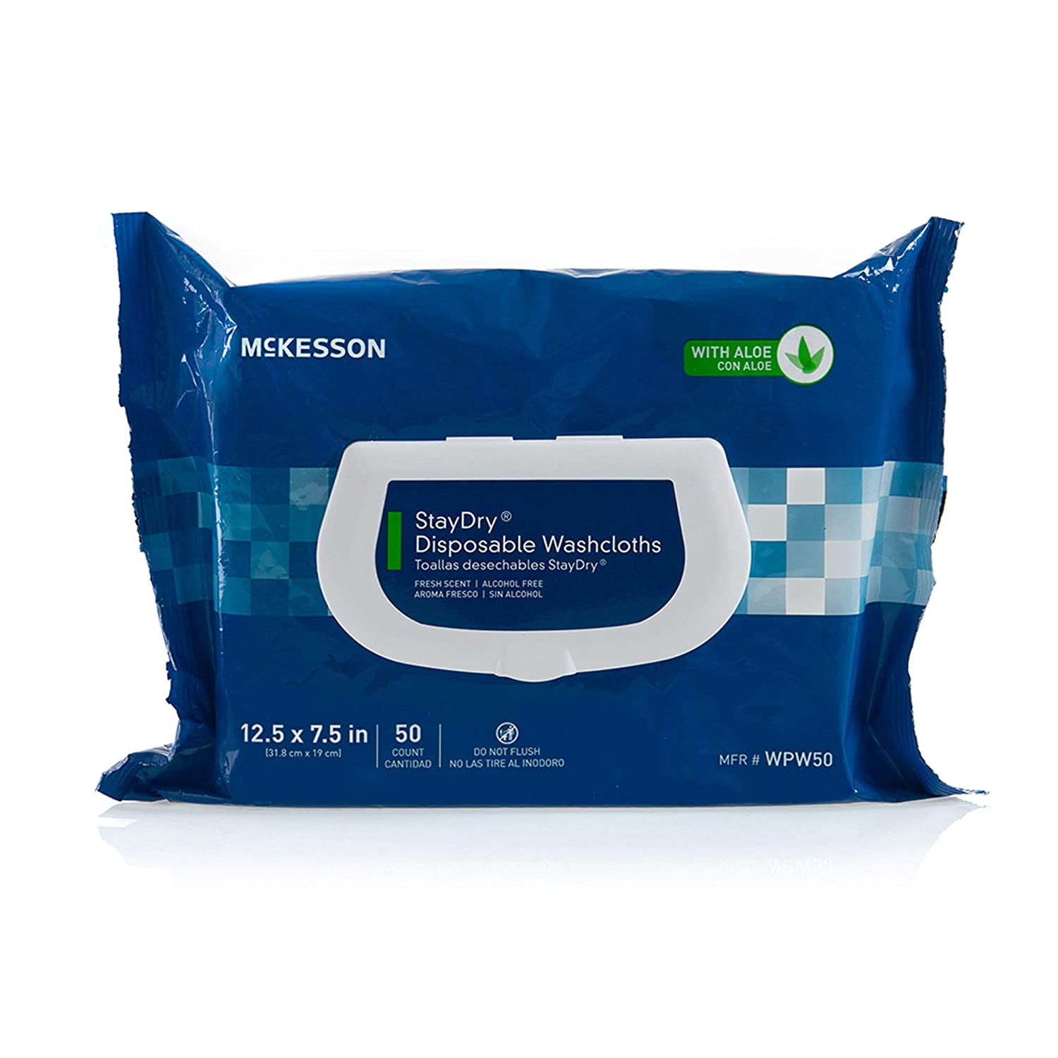 McKesson StayDry Disposable Wipes or Washcloths for Adults with Aloe