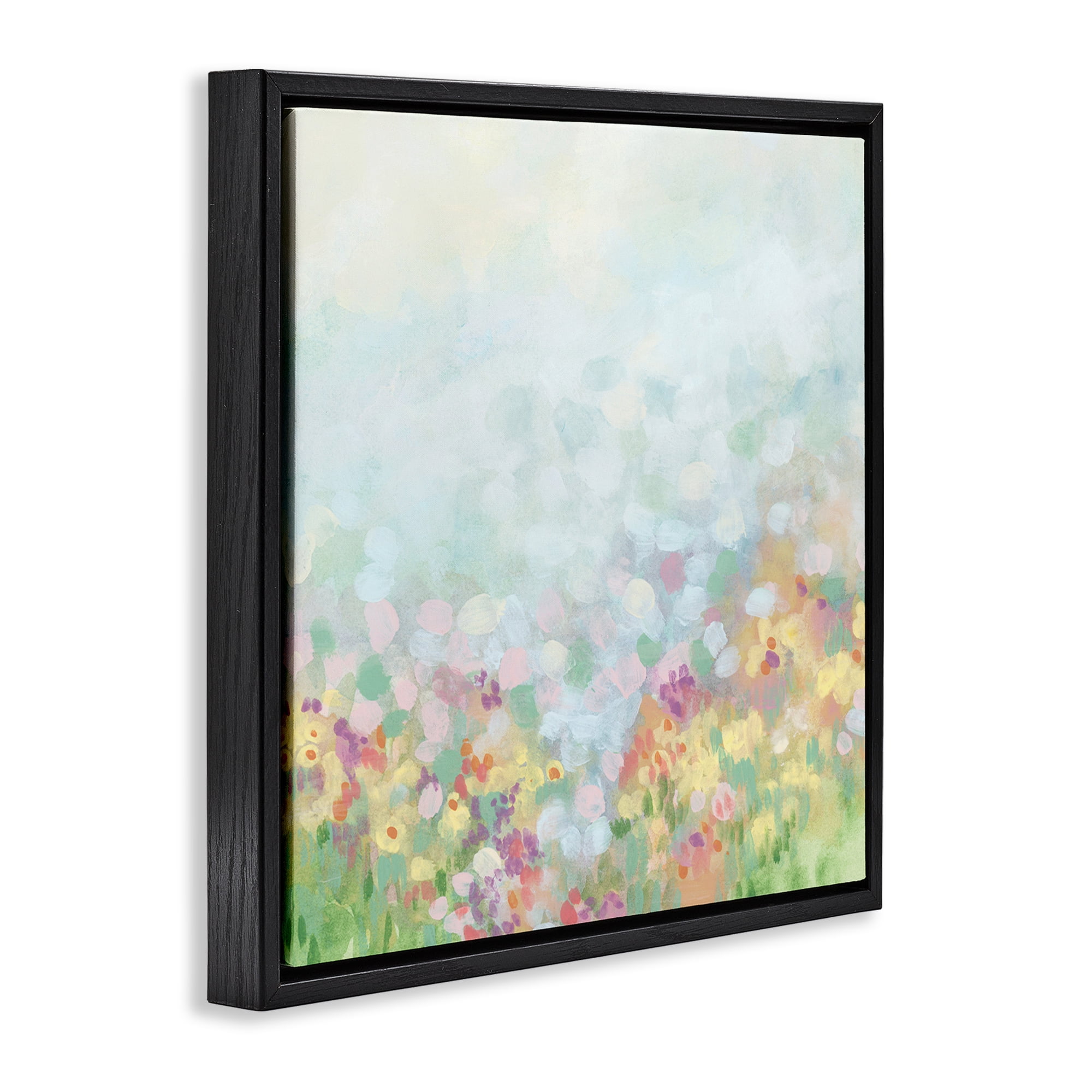 Stupell Industries Abstract Soft Meadow Abstract Painting Black Floater Framed Art Print Wall Art, 18 x 18