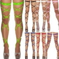 thumbnail image 1 of Women Bandage Fishnet Stockings Thigh-High Crystal Leg Wraps, 1 of 5