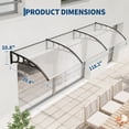 thumbnail image 7 of Kicctian 40''x120'' Outdoor Door Awning Canopy, Polycarbonate Cover & Plastic Steel Brackets, UV, Rain, Snow, and Sun Protectivn, Porch, Patio, Window Shelter, Clear, 7 of 7