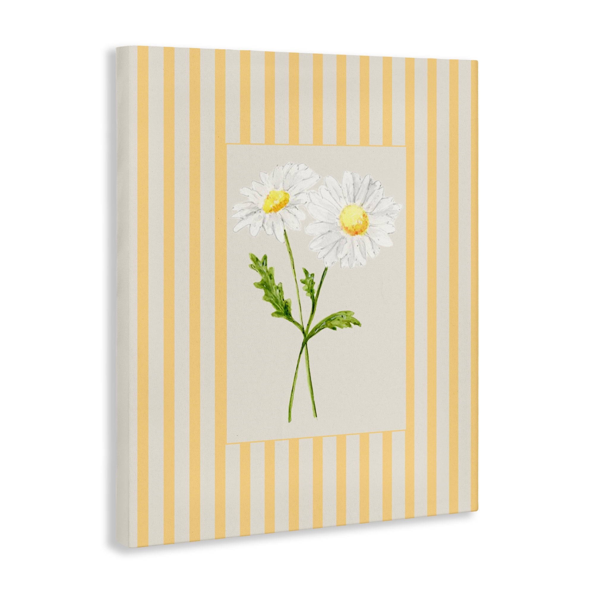 Yellow Stripe Daisy Canvas Wall Art, design by Lisa Wehmeyer