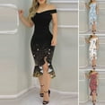 thumbnail image 1 of Summer Formal Dress Strapless Ruffles Floral Printed Ladies Elegant Bodycon Dress for Wedding, 1 of 13