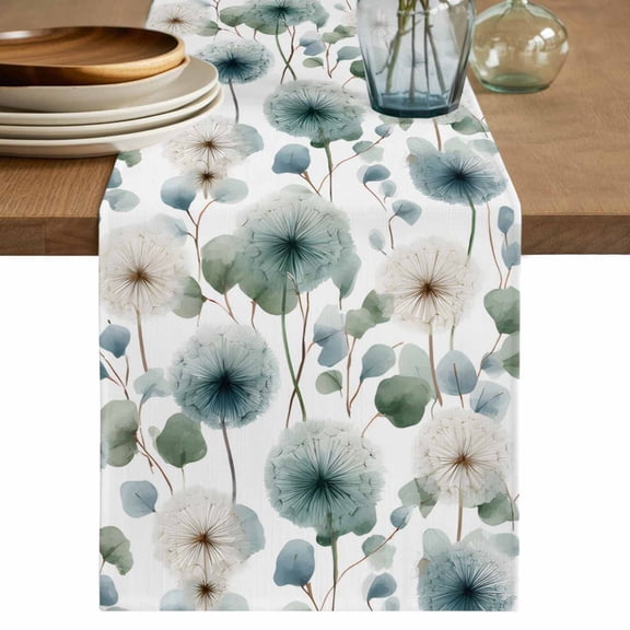 Table Runner 108 Inches Long for Kitchen Dining, Watercolor Dandelion Dresser Scarf Farmhouse, Dining Table Decorations for Wedding/Parties, Spring Flowers Botanical Vintage 13 x 108 In