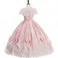 thumbnail image 5 of Women's Pink Victorian Rococo Dress Deluxe Off Shoulder Prom Ball Gown, 5 of 7