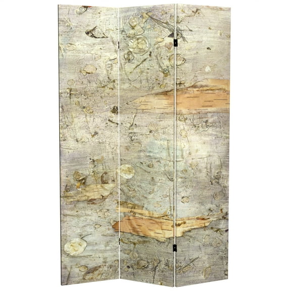 Oriental Furniture 6 ft. Tall Pale Forest Canvas Room Divider - 3 Panel