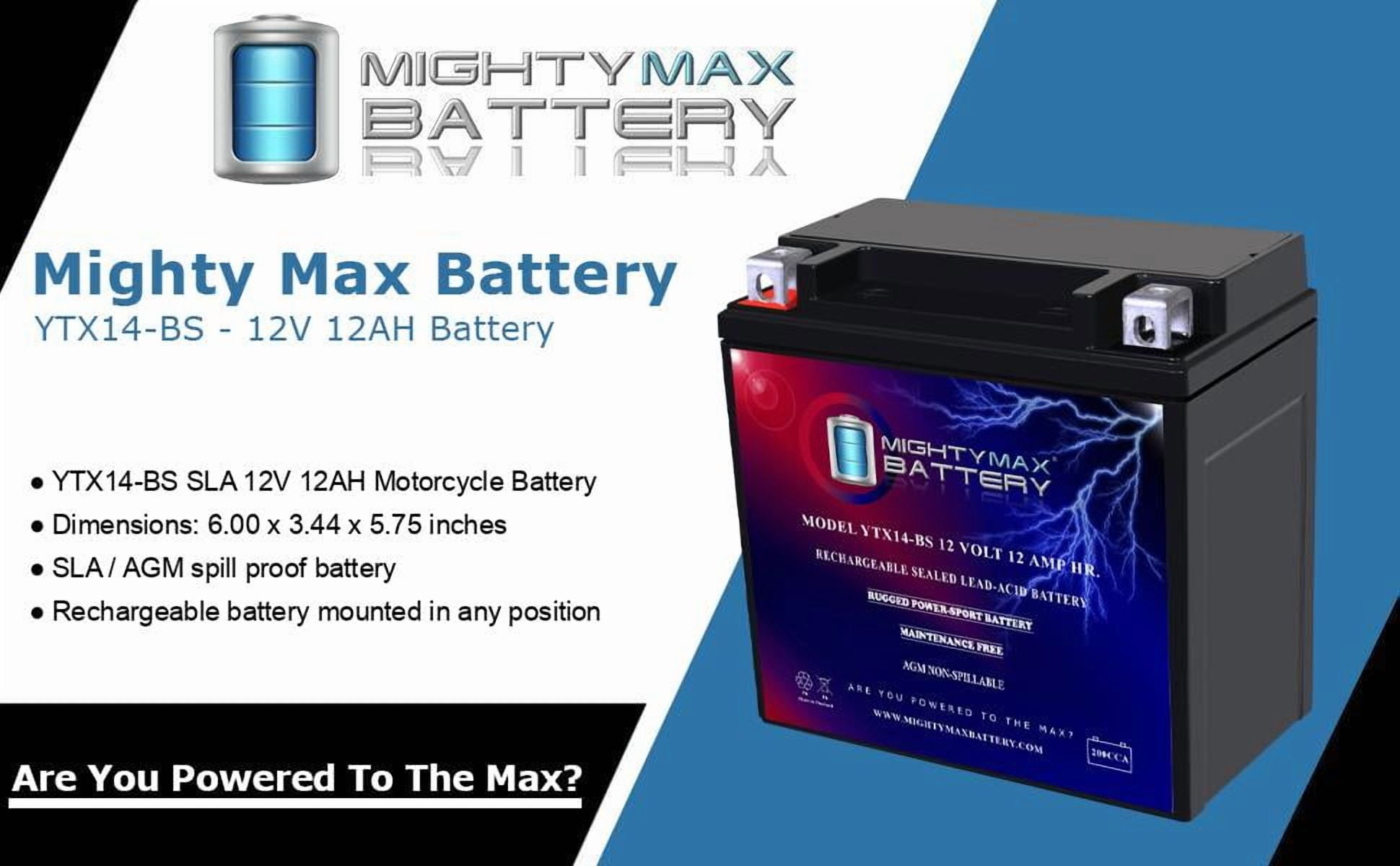 YTX14-BS Battery for Kawasaki ZX11, ZX12R, ZX14 - 3 Pack - Walmart.com