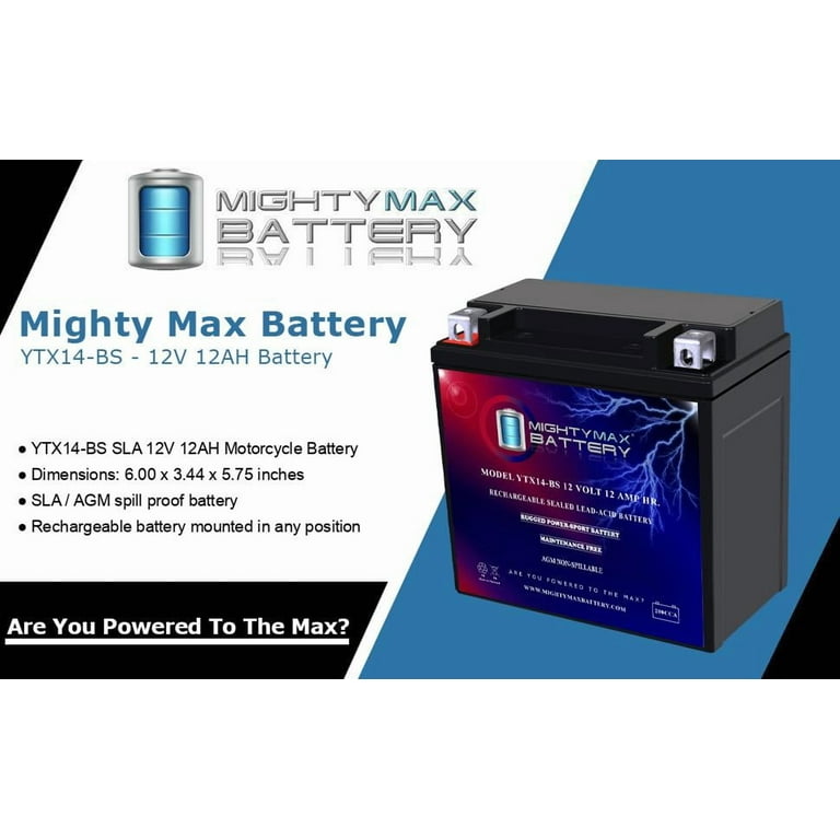 YTX14-BS Replacement Battery for Weize YTX14-BS - Walmart.com