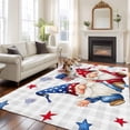 thumbnail image 3 of Red Blue Gnome American Flag Washable Area Rug 5 x 8 ft Independence Day, Soft Non Slip Rugs Stain Repellent Indoor Felt Carpet for Living Dining Room Bedroom Home Office, 3 of 9