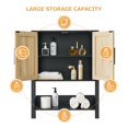 thumbnail image 4 of Faitaliicy Rattan Over The Rack Toilet Storage Cabinet Wood Bathroom Organizer With Adjustable Shelf Tall Freestanding Washer Shelf Small Cupboard Above Toilet Shelf Toilet Rack For Laundry Restroom, 4 of 7