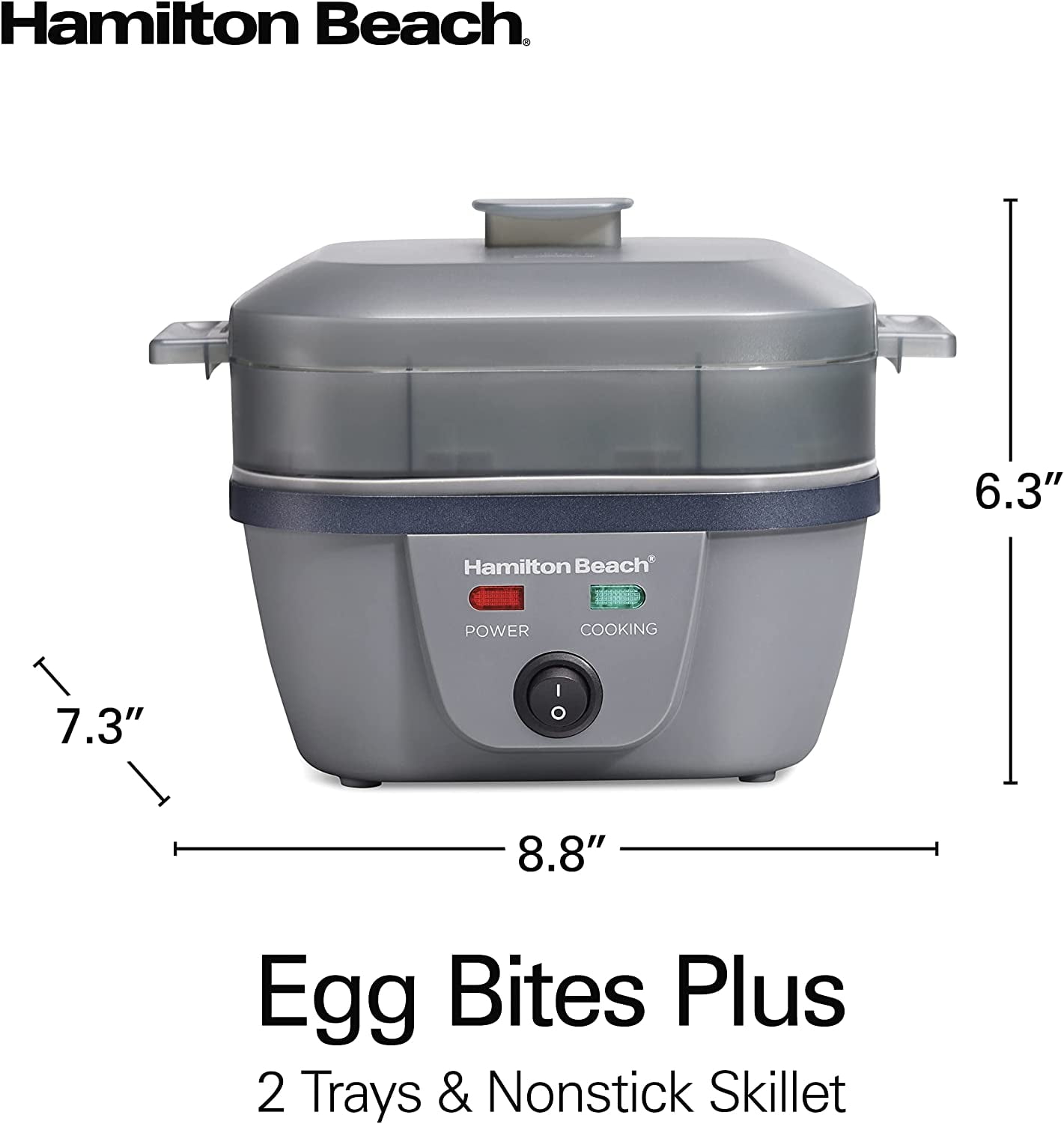 Egg Cooker with Built-In Timer, Poaching Tray, Stainless Steel Lid - 25503