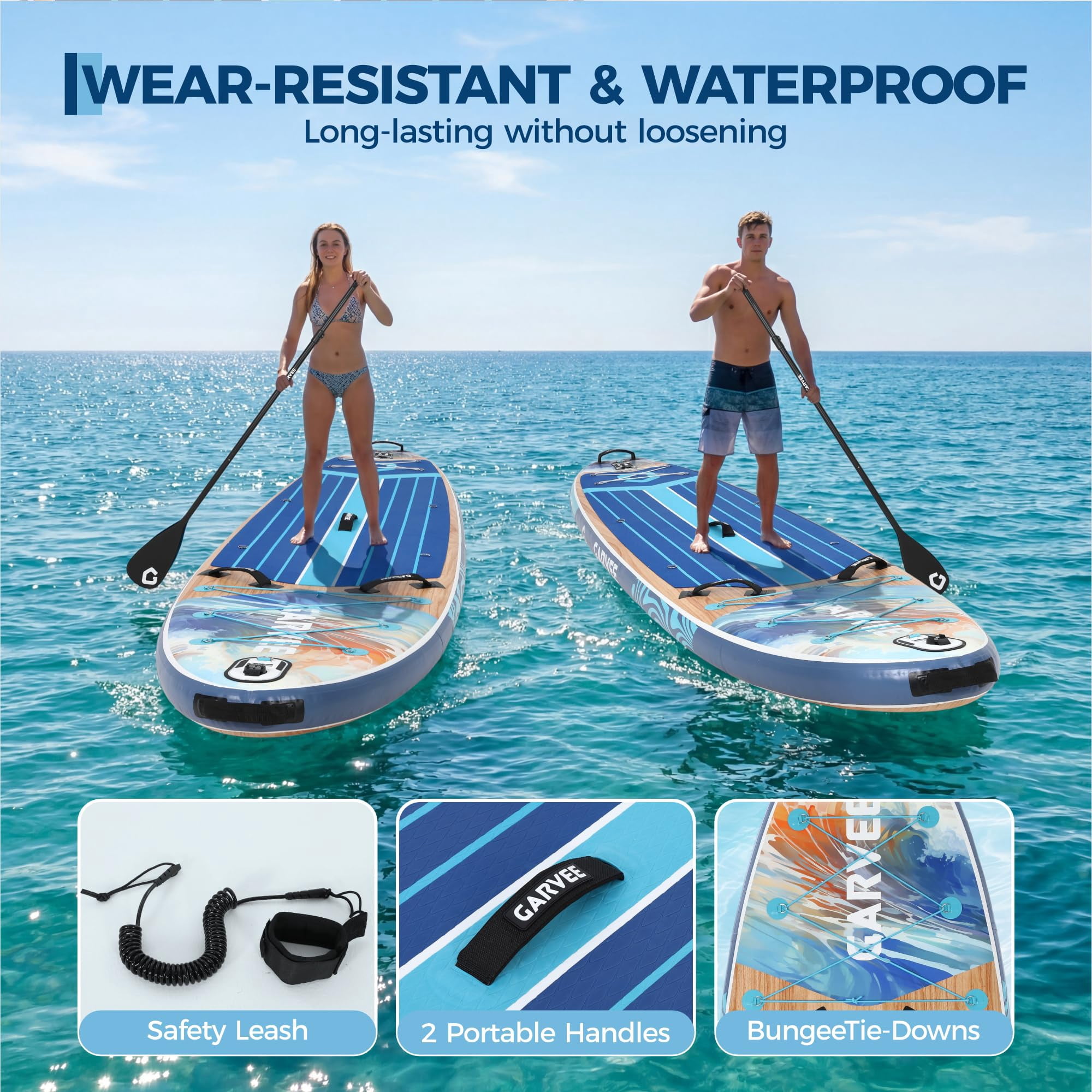 Kicctian 11ft Inflatable Stand Up Paddle Board 6'' Thick with Paddle, Carry Bag  & Fast Pumping for Youth and Adults
