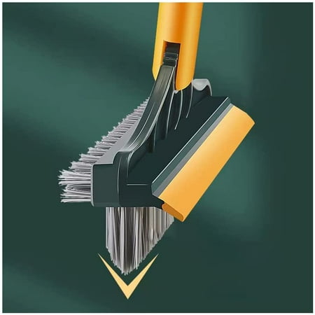 

3 in 1 Floor Scrub Brush with Squeegee 2022 New Floor Brush Scrubber with Long Handle Premium Rotating Bathroom Kitchen Crevice Cleaning Brush 120° Triangular Rotating Brush Head with Squeegee
