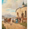 thumbnail image 2 of Ludwig Müller-Cornelius 15x17 Black Ornate Wood Framed Double Matted Museum Art Print Titled - After the Church, 2 of 5