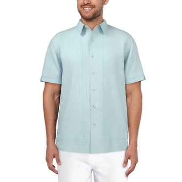 Cafe Luna Men's and Big Men's Crosshatch L-Shape Print Short Sleeve Shirt, Sizes S-5XL