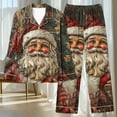 thumbnail image 5 of successthop Womens Plus Size Christmas Pajamas Santa Long Sleeve Lapel Button Sleepwear and Pj Pants Xmas Nightwear Red, 5 of 6