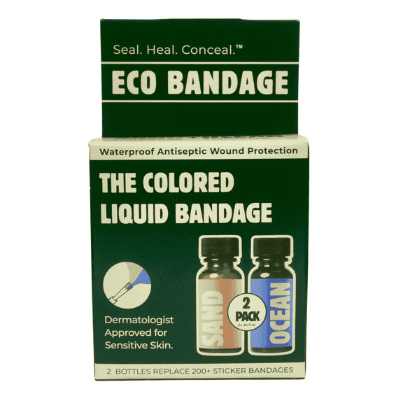 Eco Bandage Liquid Bandage, Skin Tone & Vibrant Blue, 2-pack, 0.3 fl oz Each