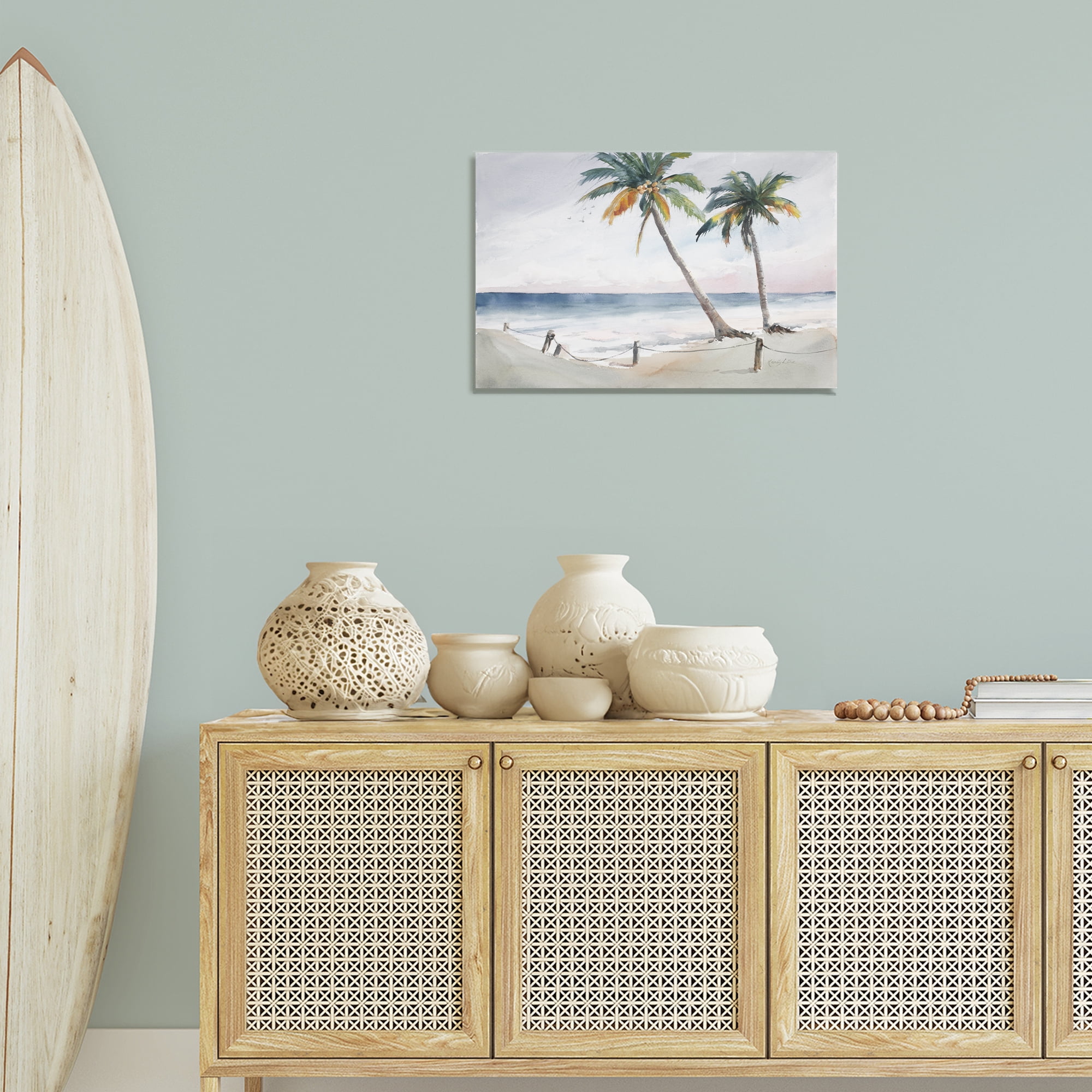 Stupell Industries Two Palms Serene Coast Nautical & Beach Painting Wrapped Canvas Art Print Wall Art, 24 x 16