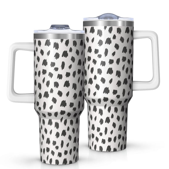 40oz Tumbler with Handle and Straw, Vacuum Insulated Stainless Steel Travel Mug, Fits Car Cup Holder, Animal Print