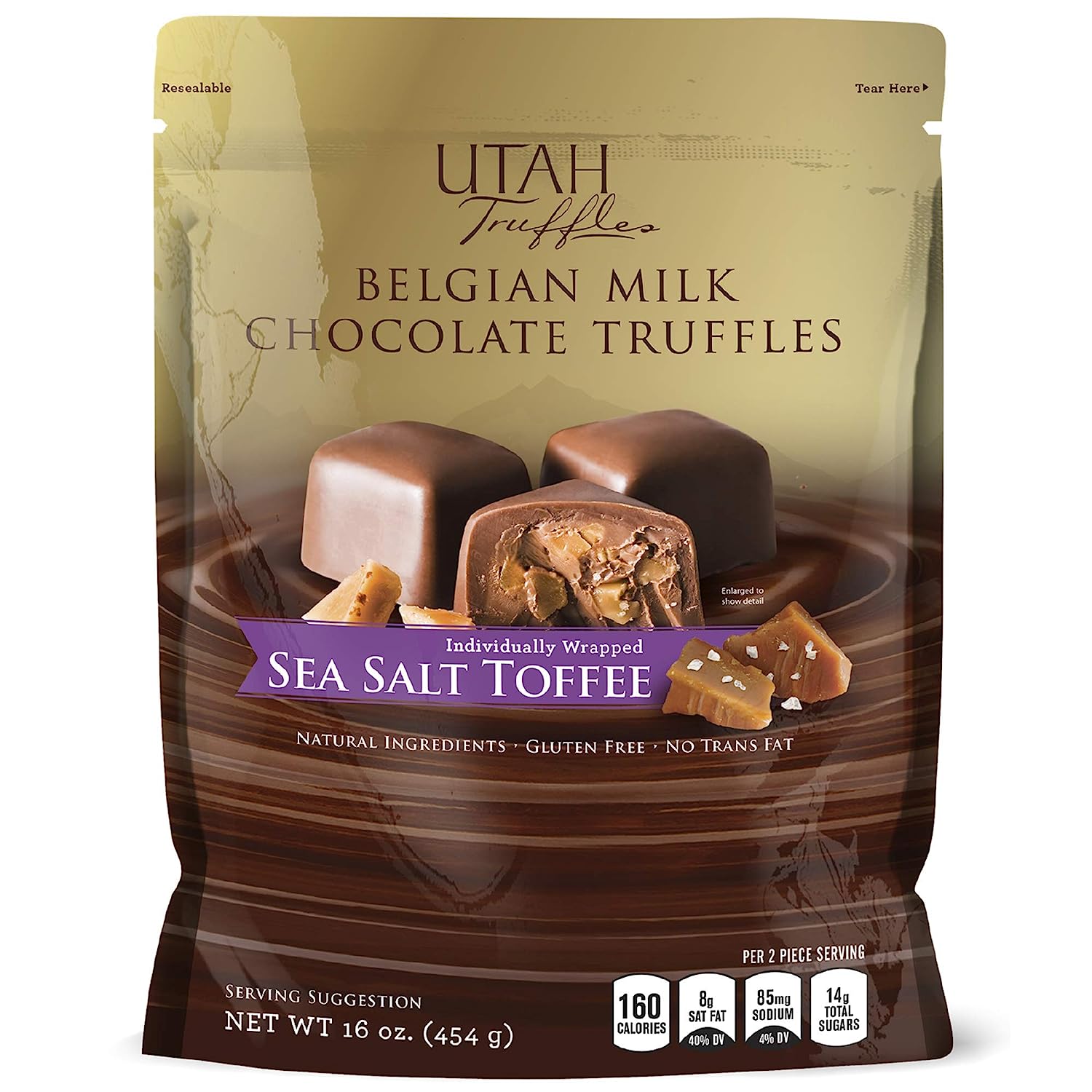 Utah Truffles Belgian Milk Chocolate Toffee Individually Wrapped Pouch