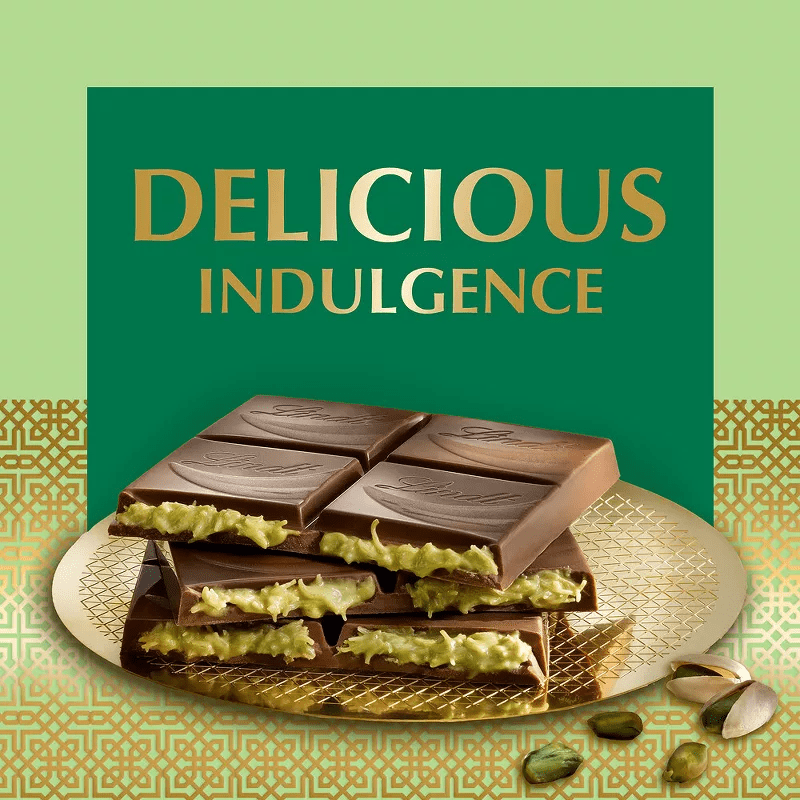 Lindt Dubai Style Milk Chocolate Candy with Pistachio & Kadayif, 5.3 oz. Bar | Pack of 2