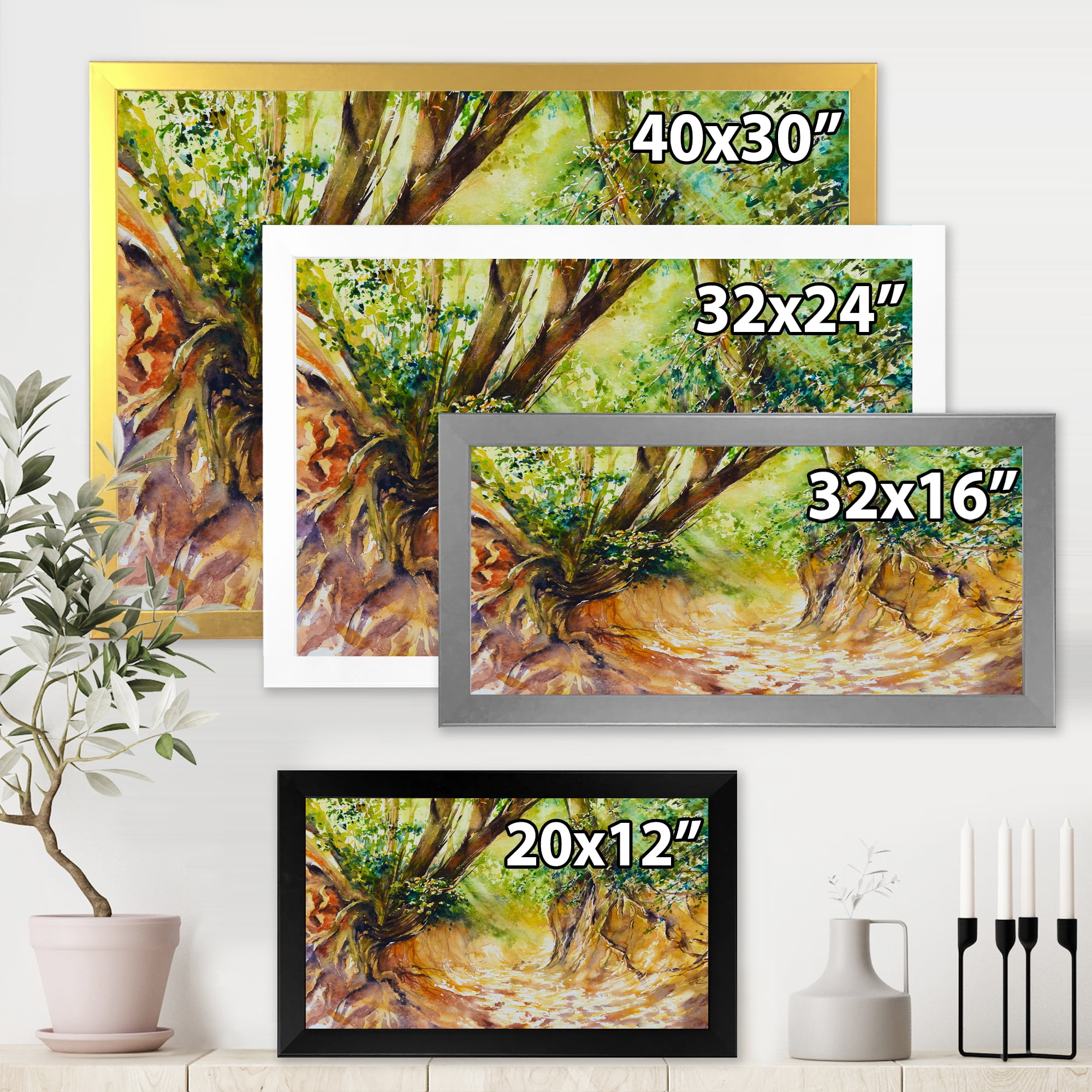 Designart 'Little Road in Deep Forest ' Traditional Framed Art Print
