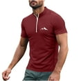 thumbnail image 5 of Red Track Gym Jogger Zip Up T Shirt for Man Summer Fall Short Sleeve Collared Neck Spandex Quick Dry Basic Tops Shirts Man 2026 Clothes Country Concert XL, 5 of 5