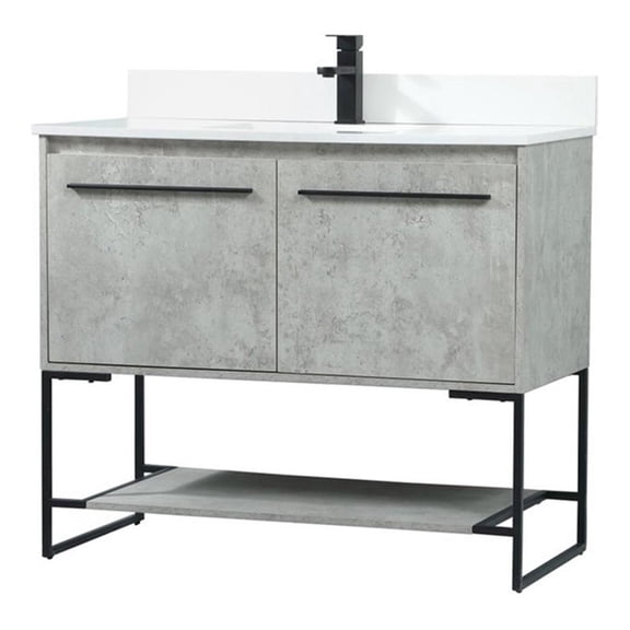 40 inch single bathroom vanity in concrete grey with backsplash