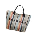 thumbnail image 4 of Bolso tote ligero con estampado de letras a rayas, ideal para vacaciones, ciudad, verano y negocios. Negro, 4 of 9