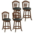 thumbnail image 1 of Costway Swivel Bar Stools Set of 4, 25" Counter Height Barstools with Backrests, Wood Frame Brown, 1 of 9