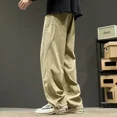 thumbnail image 5 of Pantalones Cargo Anchos Negros para Hombre Otoño Rectos Ropa Técnica Moda Harajuku Ajuste Regular Estilo Coreano Diseñador Casual, 5 of 5
